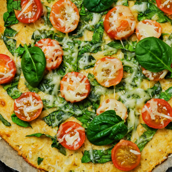 Green Pizza with a Cauliflower Base