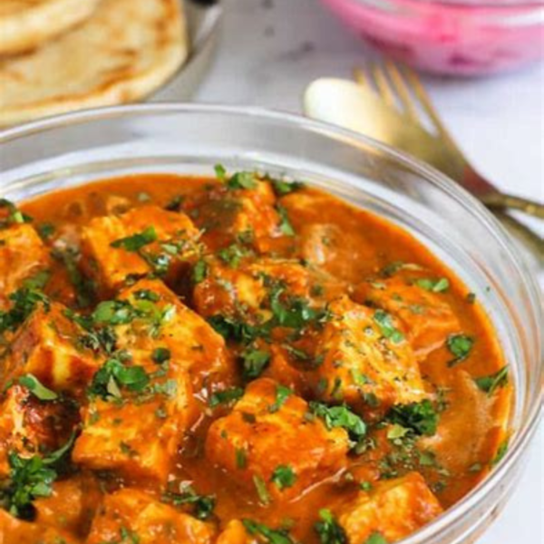 Paneer Butter Masala with Corriander Cauliflower Rice and Garlic Green Beans